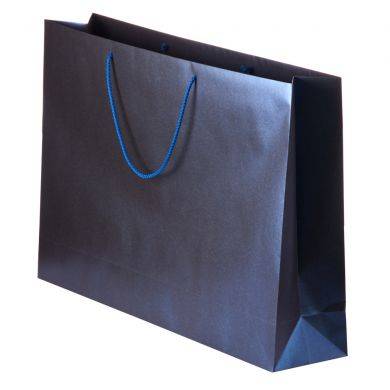 Glittery blue paper bag with rope handles 56 13x39cm