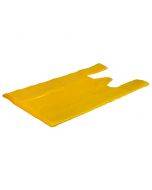 Yellow plastic T-shirt bag 25+12x45cm, 100pcs/pack