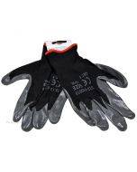 Black polyester gloves on palm nitrile nr. 10