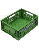 Green collapsible plastic crate 400x300x160mm max 14L / 6kg