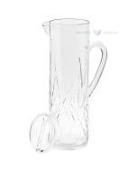 Reusable plastic transparent jug with lid Crystal 1500ml SAN 500x machine washable