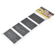 Tarra-arkki, 80x47mm, neliö, musta, liidulla kirjoitettava, 4 tarraa/arkki,2 arkkia/pkt