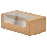 Cake box brown/white with window 16x9x6cm, 25pcs/pack