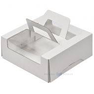 Cake box with window and handle 25x25+10cm, 25pcs/pack