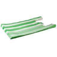 Green-white striped plastic T-shirt bag 30+18x55cm, 100pcs/pack