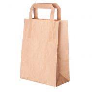 Brown paper bag with flat paper handles 17,5+9x23cm
