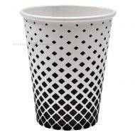 Paper cup ''Black squares'' print 250ml, 50pcs/pack