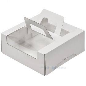 Cake box with window and handle 25x25+10cm, 25pcs/pack