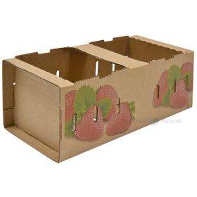 Strawberries print corrugated carton box for berries 1000ml / 1 L 279x124x103mm, 10pcs/pack