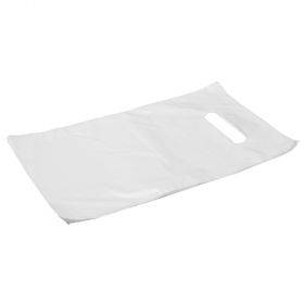 White plastic bag with punch hole handle 25x35cm, 100pcs/pack
