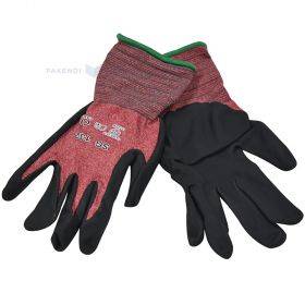 Red nylon/spandex gloves on palm foamnitrile rubber nr. 9