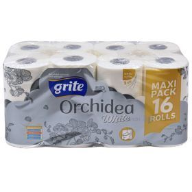 3-layered toiler paper Grite Orchidea White 9,6cm wide, 21,25m/roll 16rolls/pack                                                                                                                                                                            '