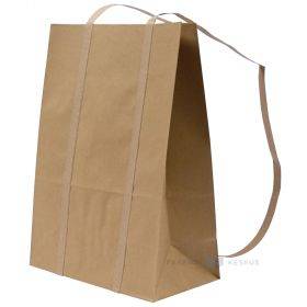 Brown paper backpack with flat paper handles 32+16x44cm