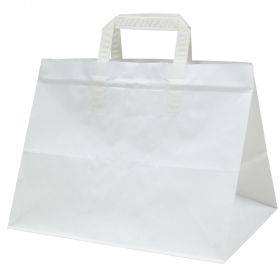 Paperikassi valkoinen litteä kantokahva 31,7+21,8x24,5cm