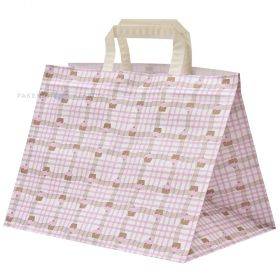 Paperikassi litteä kahva, 31,7+21,8x24,5cm, 70g/m2,  Muffins painatus
