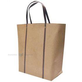 Brown gift bag with flat paper handles 31+13,9x35,8cm