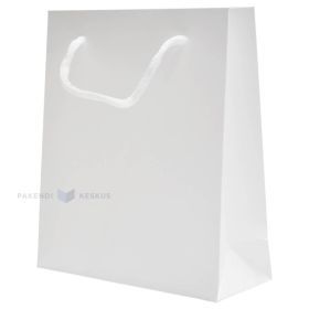 White paper bag with rope handles 16+6x18cm