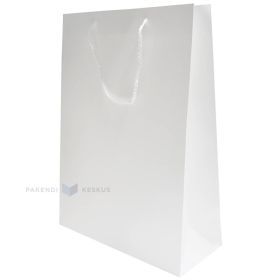 Paperikassi 26+12x32cm valkoine paperi  narusanka