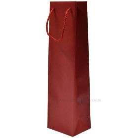 Red paper bag for wine with rope handles 10+10x35cm
