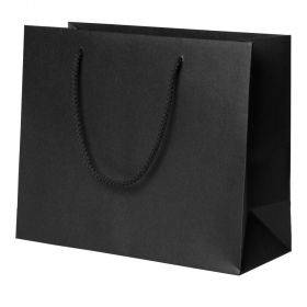 Paperikassi 24+10x20cm musta valkoinen narusanka