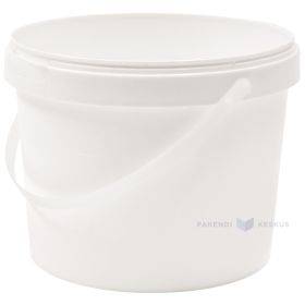 Bucket, white, with handle, 3000ml / 3L, D195mm