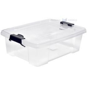 Transparent storage box with lockable lid 450x330x140mm 12L