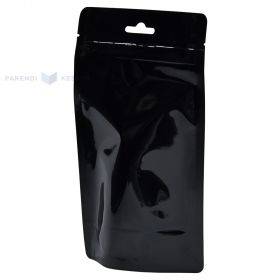Black stand-up pouch with aluminium 12+(2x3)x16cm, 50pcs/pack