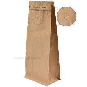 Brown stand-up pouch with aluminium with ventilation cap  14,5+(2x9)x30cm, 25pcs/pack