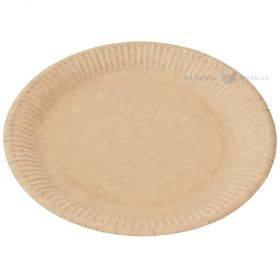 Brown paper plate diameter 18cm, 100pcs/pack