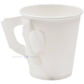 White paper cup with handle 180ml, 50pcs/pack