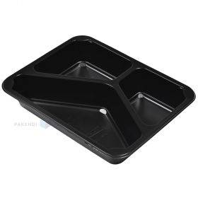 Black 3-compartment food tray 227x178x40mm