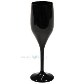Reusable plastic black champagne goblet 150ml SAN 500x machine washable