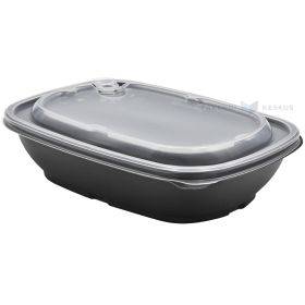 Ruokarasia, PP, 900ml, 23x17x5cm, musta+kirkas kansi, PP, 50x konepesu, 50kpl/pkt