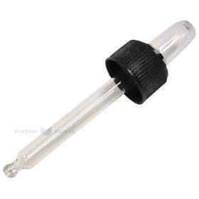 Black pipette dropper for 10ml glass bottle with diameter 18mm