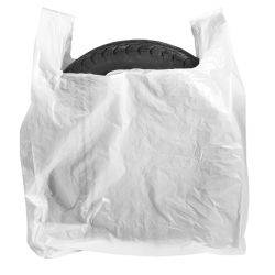 Tire bags / White plastic T-shirt bag 70+30x110cm, 50pcs/pack