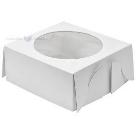 White lid with window for mini corrugated carton cake box 30x30+13cm, 25pcs/pack
