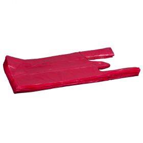 Red plastic T-shirt bag 25+12x45cm, 100pcs/pack