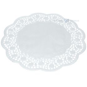 White rose lacy doily paper for cake diam. 28cm, 100pcs/pack