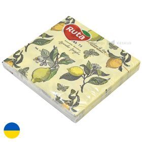 2-layered napkin with leaves and lemons 33x33cm, 20pcs/pack