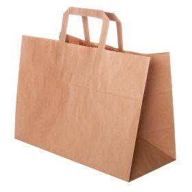 Brown paper bag with flat paper handles 35+17x24cm 17L