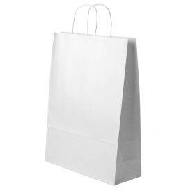 White paper bag with twisted paper handles 24+11x31cm