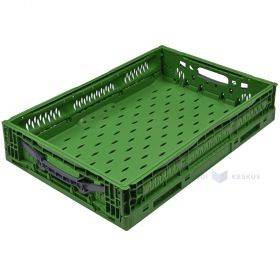 Vihreä taitettava muovinen laatikko 600x400x120mm, enintään 23L / 20kg