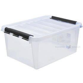 Transparent storage box with lockable lid 590x390x310mm