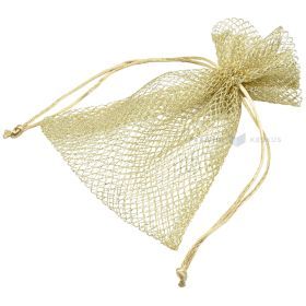 Golden lurex gift bag with drawstring 12x17cm