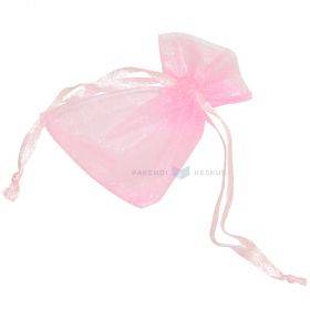 Pink organza bag with string 5x7cm, 10pcs/pack