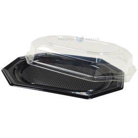 Black tray with transparent lid 450mm, 10pcs/pack