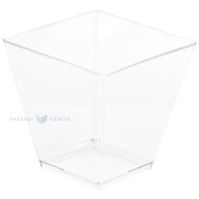 Reusable plastic transparent square degustation cup 95ml 55x56mm PS 50x machine washable
