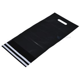 Securitary pussi mattamusta, kaksoisliimanauhalla ja rei'itysreiällä, 65my, 25x42+7+7cm, 10kpl/pkt